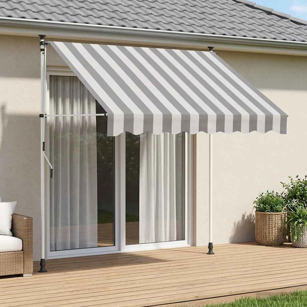 Rankinė sulankstoma markizė Antracito ir baltos 350 cm