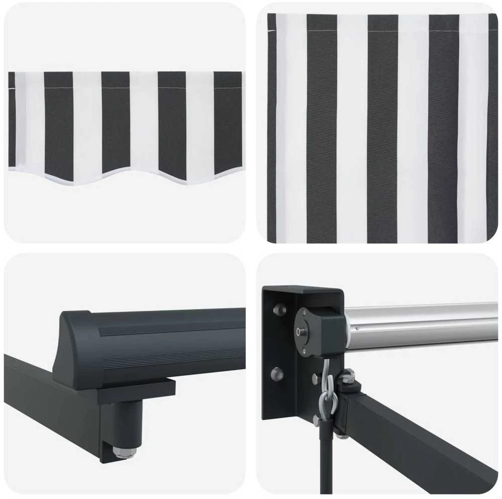 Ištraukiama markizė Antracito ir baltos 2,5 x 2 m
