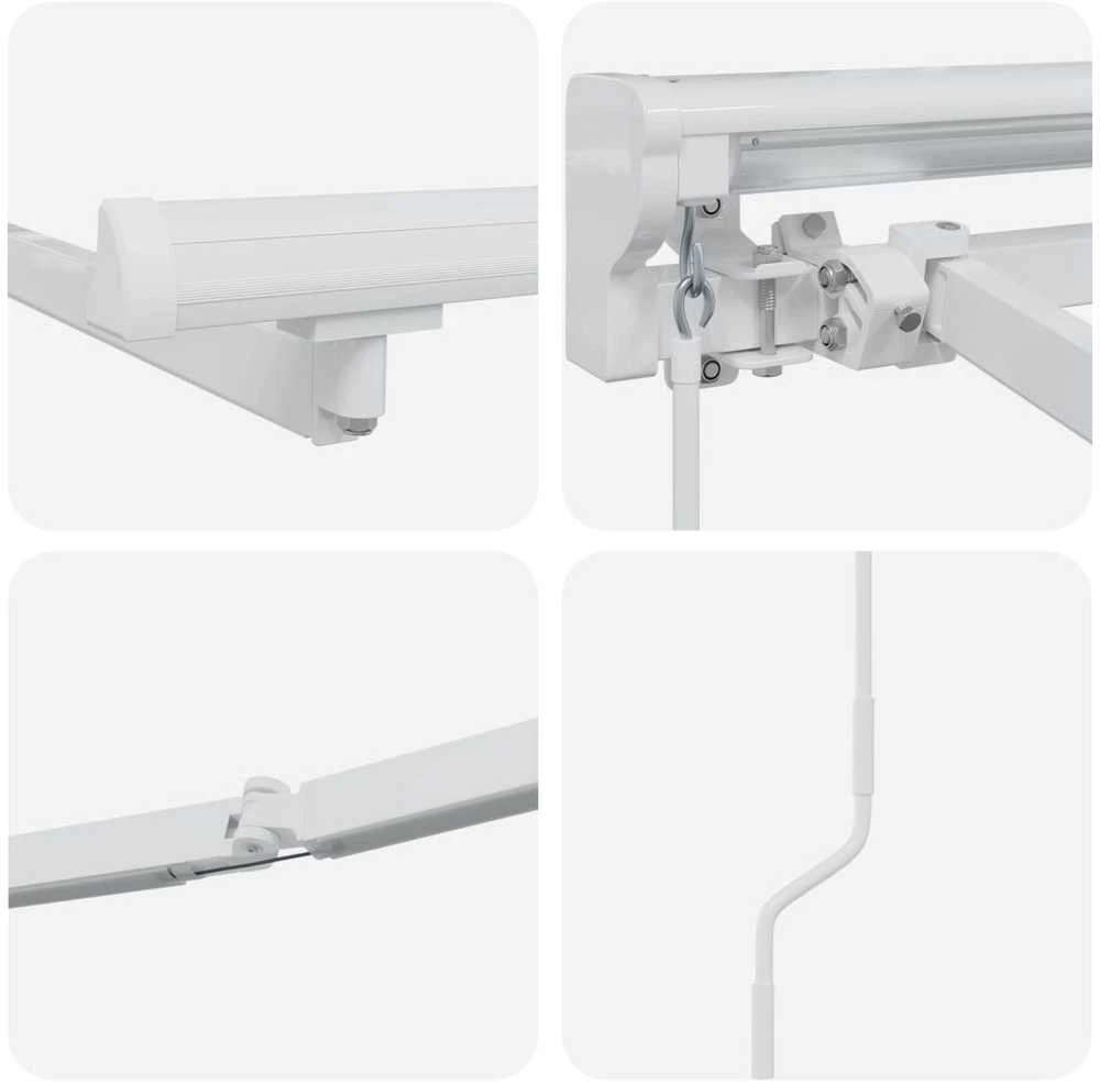 Rankinis markizės rėmas su LED Baltas 4,5 × 3 m Aliuminis