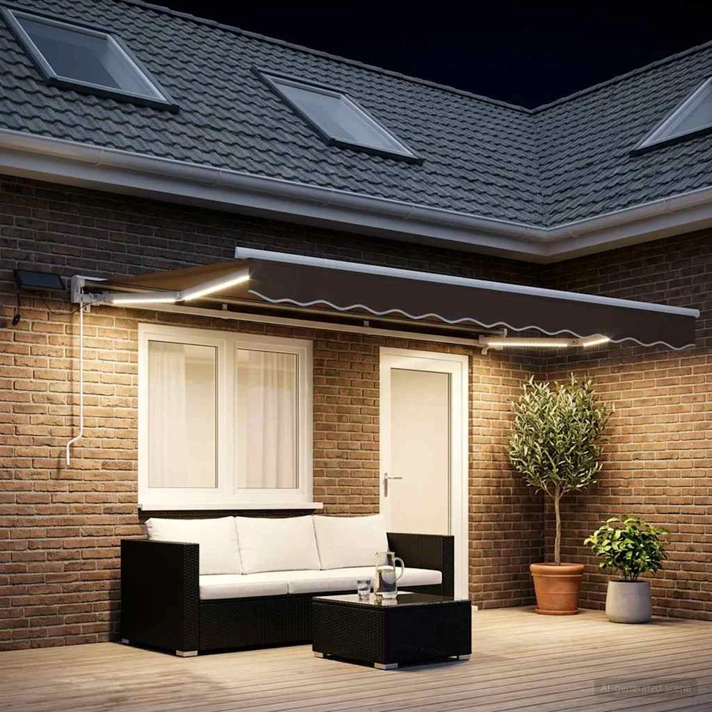 Rankinis markizės rėmas su LED Taupe 5 x 3 m