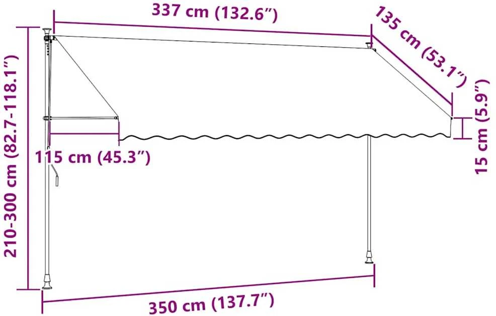 Rankiniu būdu ištraukiama markizė, 350cm, kreminės sp.