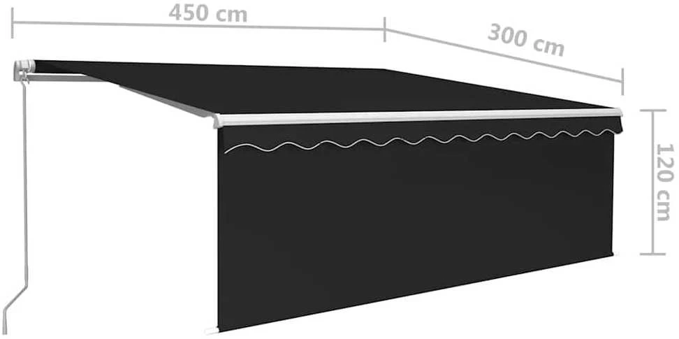 Rankiniu būdu ištraukiama markizė, antracito, 4,5x3m