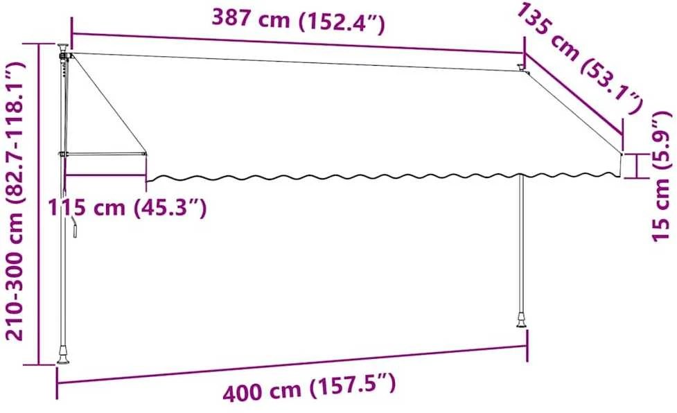 Rankiniu būdu ištraukiama markizė, antracito spalvos, 400cm