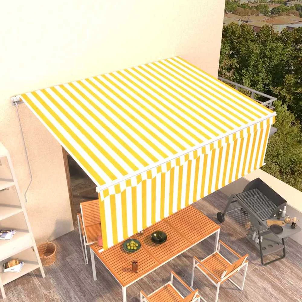 Rankiniu būdu ištraukiama markizė, geltona ir balta, 4x3m