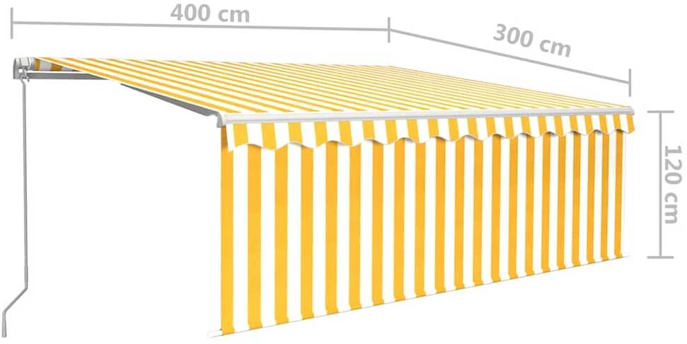 Rankiniu būdu ištraukiama markizė, geltona ir balta, 4x3m