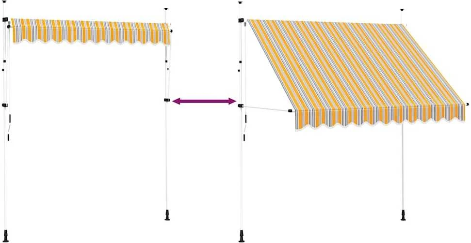 Rankiniu būdu ištraukiama markizė, geltoni/mėlyni dryžiai, 250cm