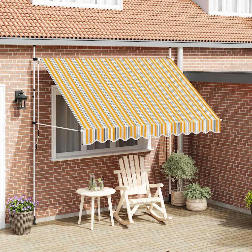 Rankiniu būdu ištraukiama markizė, geltoni/mėlyni dryžiai, 300cm