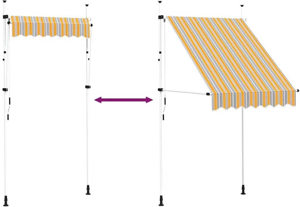 Rankiniu būdu ištraukiama markizė, geltoni/mėlyni dryžiai, 150cm