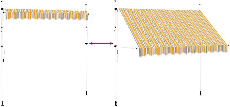 Rankiniu būdu ištraukiama markizė, geltoni/mėlyni dryžiai, 300cm