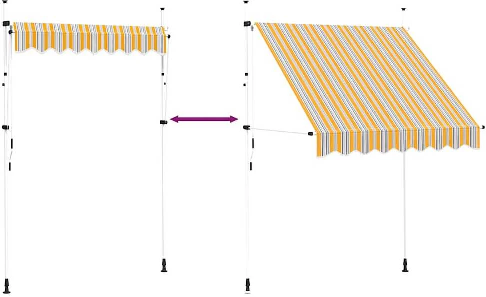 Rankiniu būdu ištraukiama markizė, geltoni/mėlyni dryžiai, 200cm