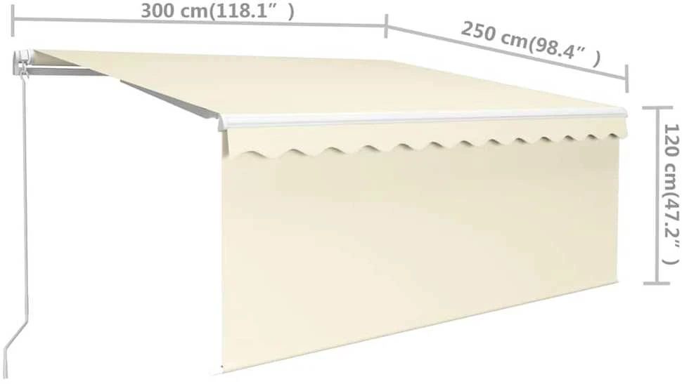 Rankiniu būdu ištraukiama markizė, kreminė ir balta, 3x2,5m