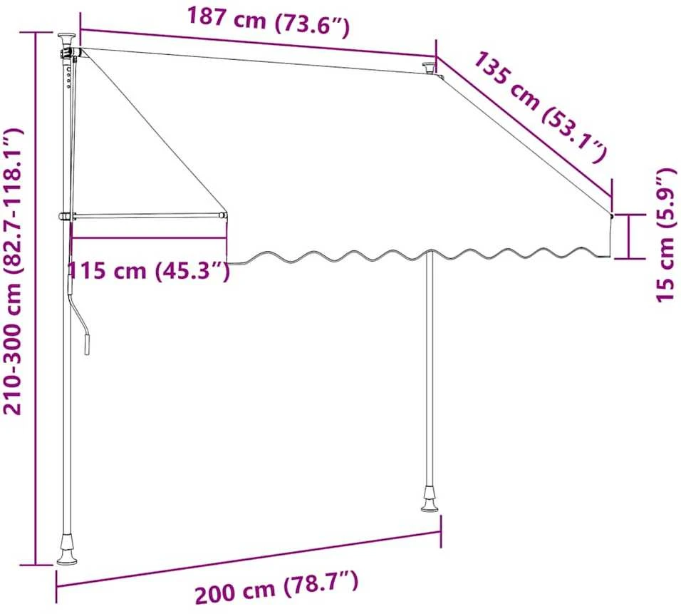 Rankiniu būdu ištraukiama markizė, kreminė, 200 cm