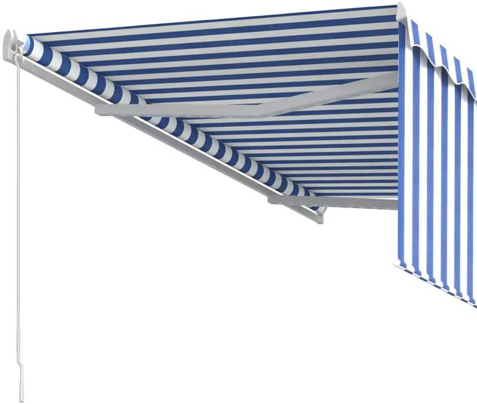 Rankiniu būdu ištraukiama markizė, mėlyna ir balta, 3x2,5m
