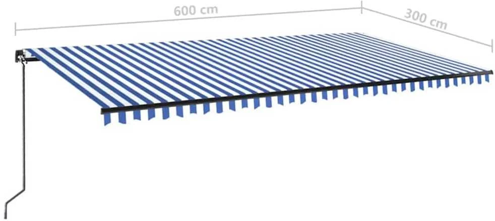 Rankiniu būdu ištraukiama markizė, mėlyna ir balta, 600x300cm
