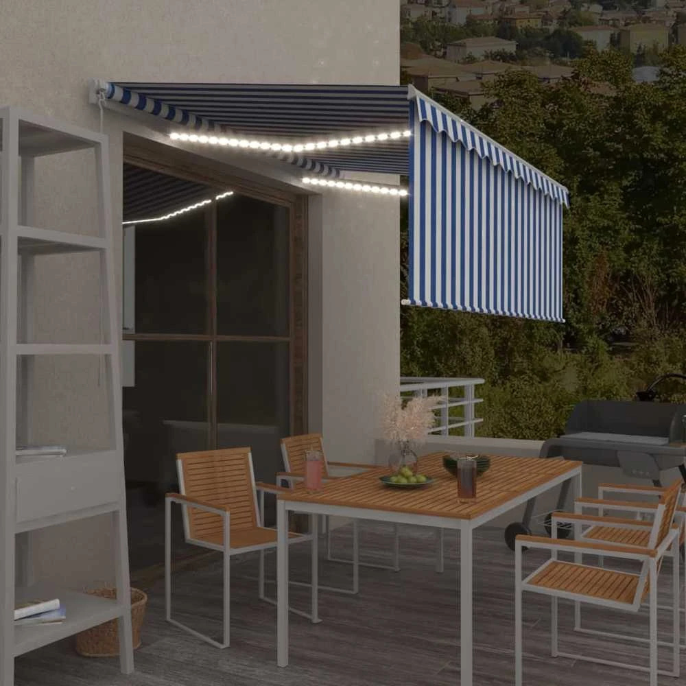 Rankiniu būdu ištraukiama markizė, mėlyna ir balta, 3,5x2,5m