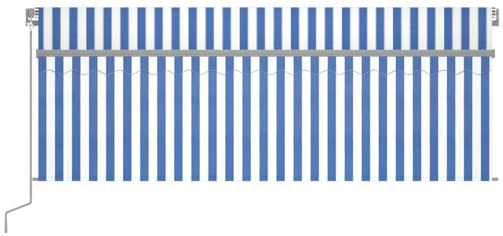 Rankiniu būdu ištraukiama markizė, mėlyna ir balta, 4,5x3m