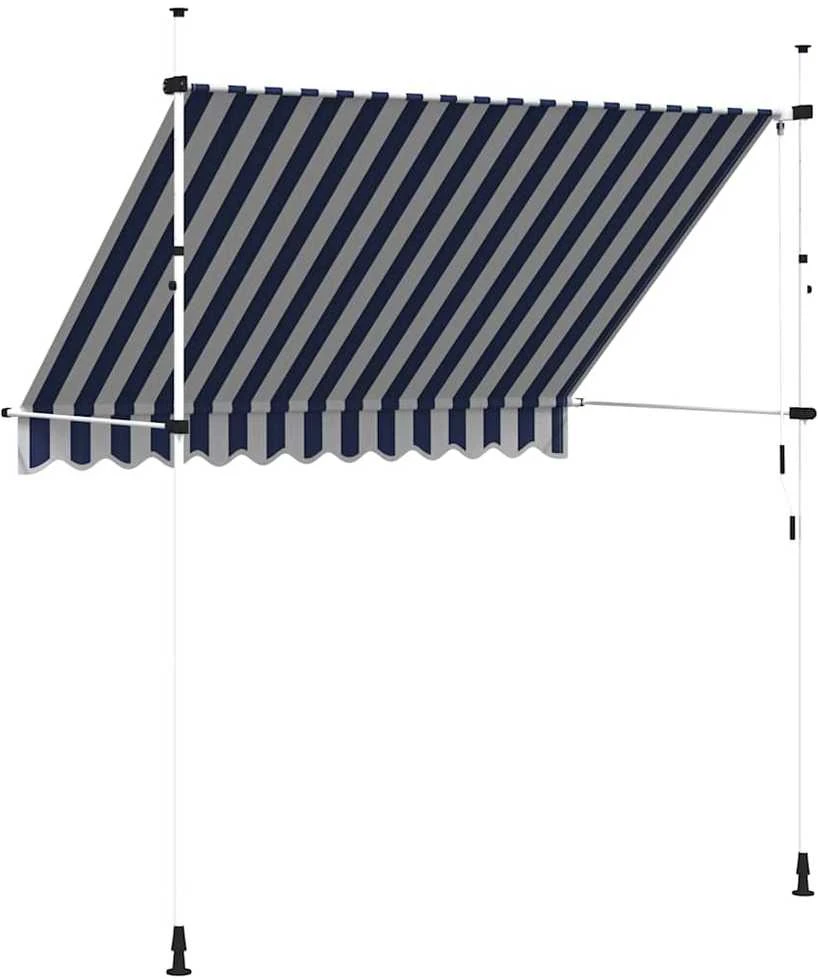 Rankiniu būdu ištraukiama markizė, mėlyni/balti dryžiai, 250cm