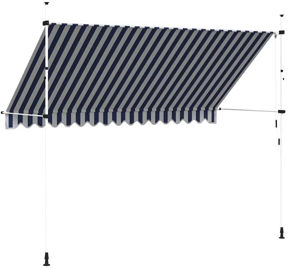 Rankiniu būdu ištraukiama markizė, mėlyni/balti dryžiai, 350cm