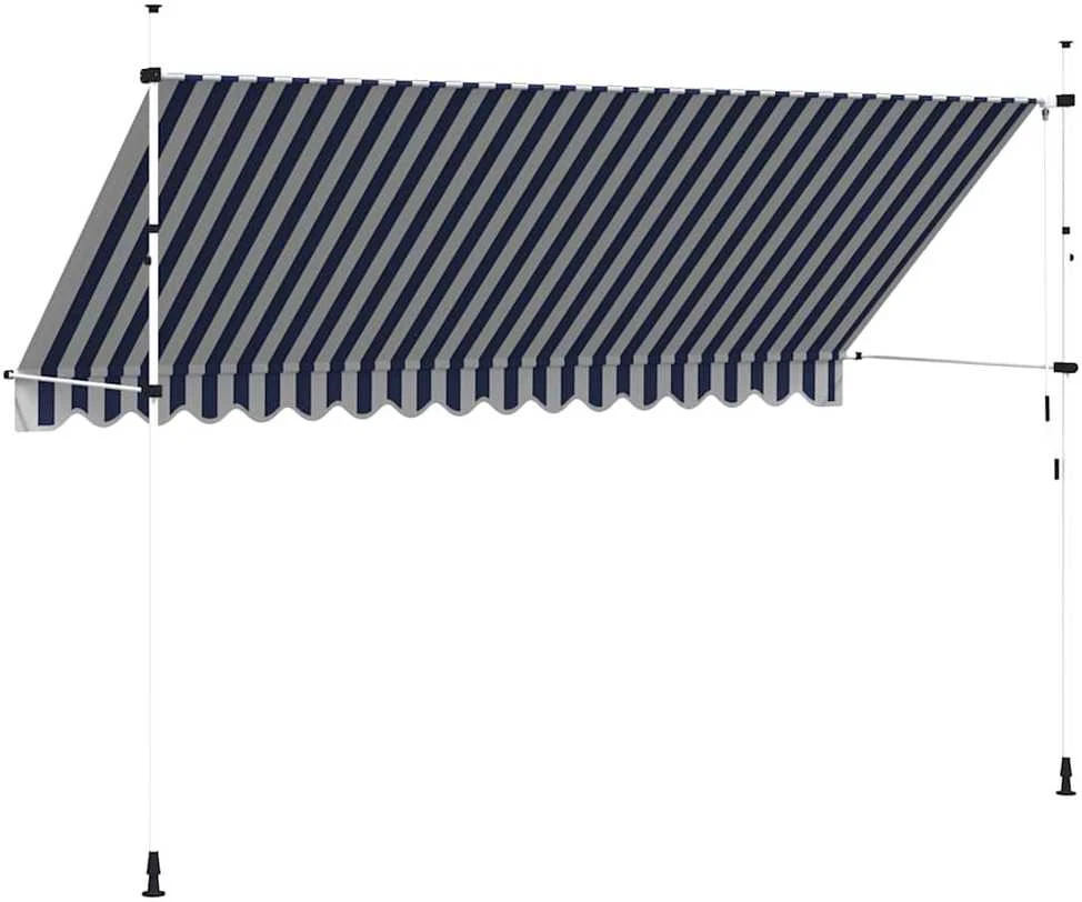Rankiniu būdu ištraukiama markizė, mėlyni/balti dryžiai, 400cm