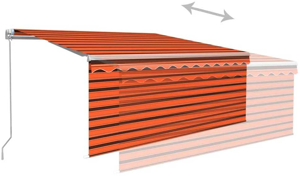 Rankiniu būdu ištraukiama markizė, oranžinė ir ruda, 3,5x2,5m