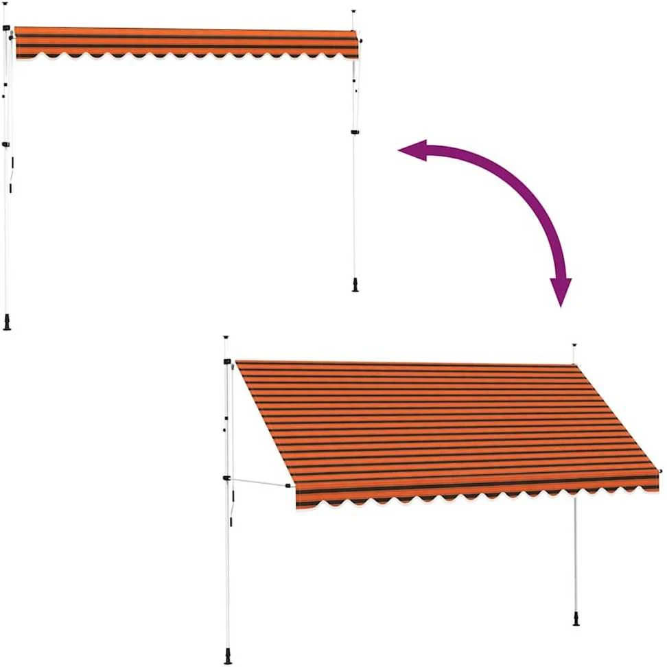 Rankiniu būdu ištraukiama markizė, oranžinė ir ruda, 400cm