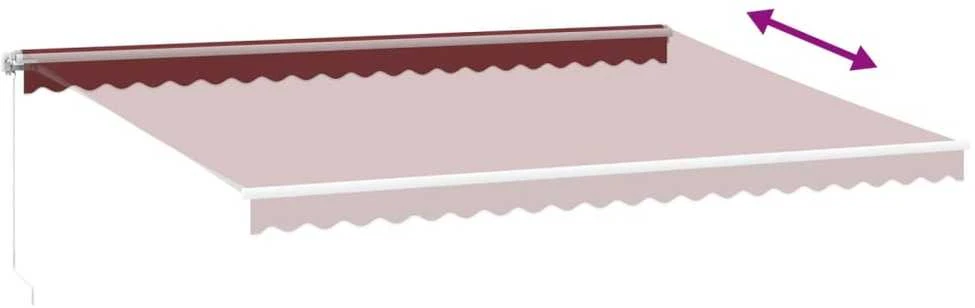 Rankiniu būdu ištraukiama markizė su LED, bordo, 500x350cm