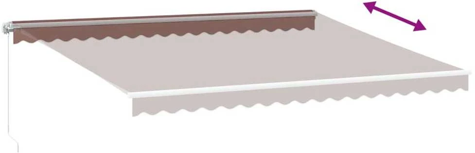 Rankiniu būdu ištraukiama markizė su LED, ruda, 450x350cm