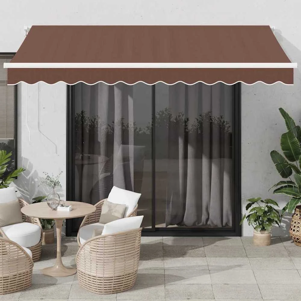 Rankiniu būdu ištraukiama markizė su LED, ruda, 350x250cm