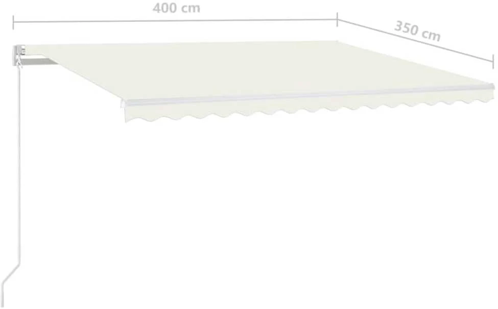 Rankiniu būdu ištraukiama markizė su LED, kreminė, 400x350cm