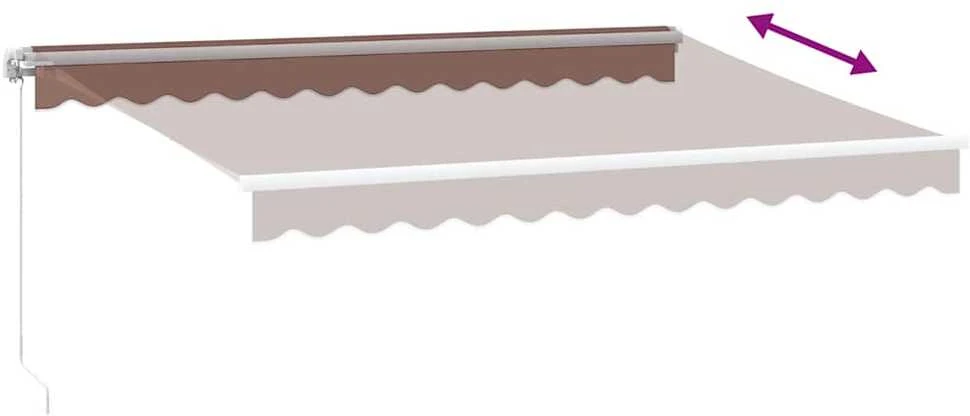 Rankiniu būdu ištraukiama markizė su LED, ruda, 350x250cm