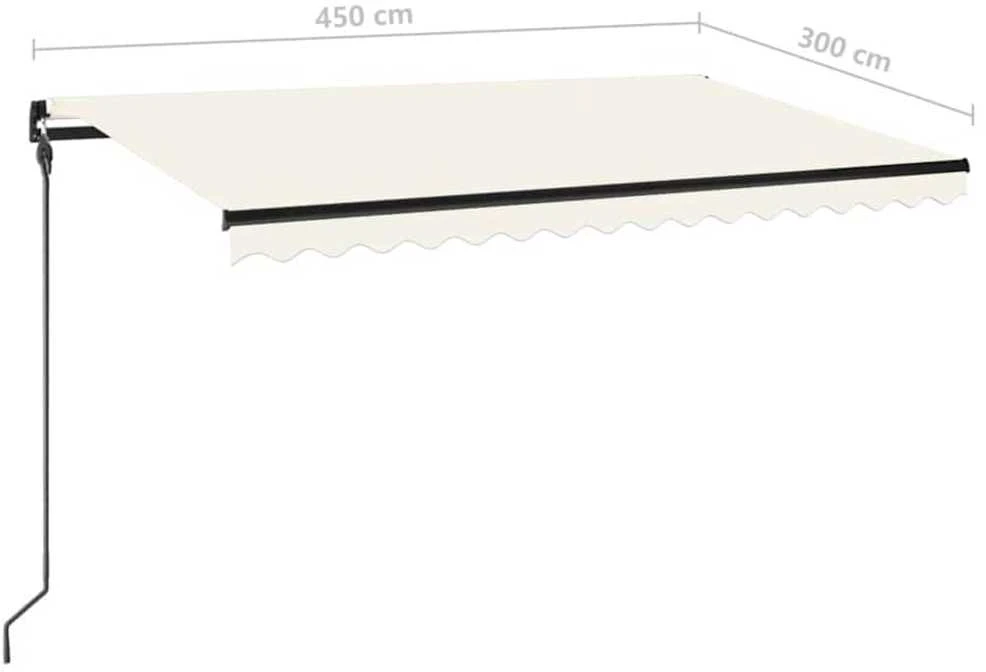 Rankiniu būdu ištraukiama markizė su LED, kreminė, 450x300cm