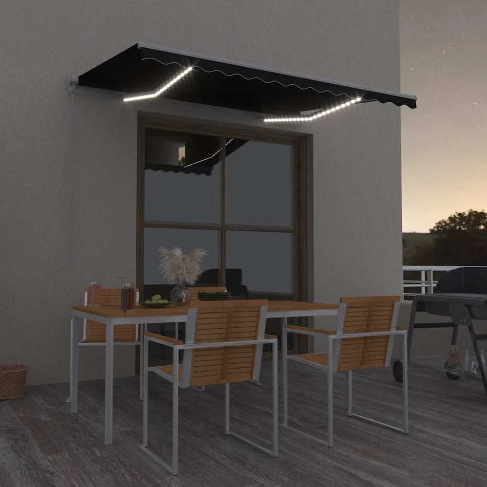 Rankiniu būdu ištraukiama markizė su LED, antracito, 300x250cm