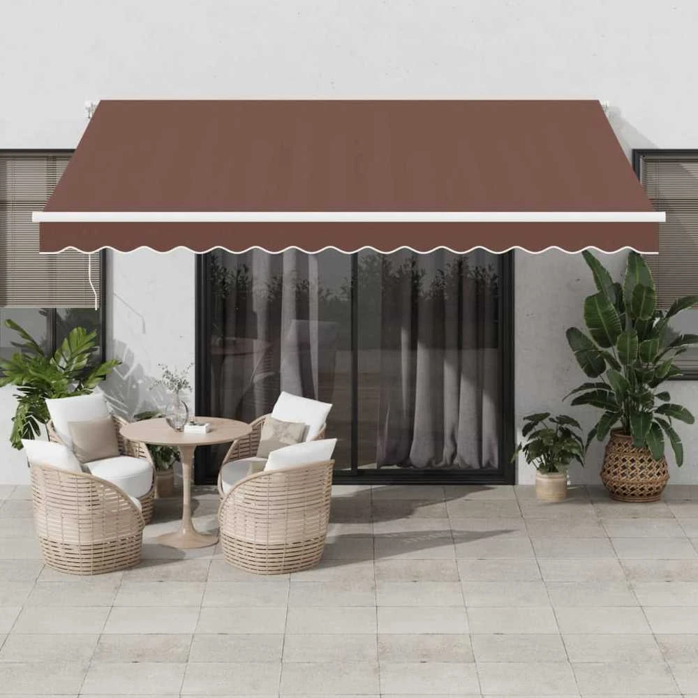 Rankiniu būdu ištraukiama markizė su LED, ruda, 400x350cm