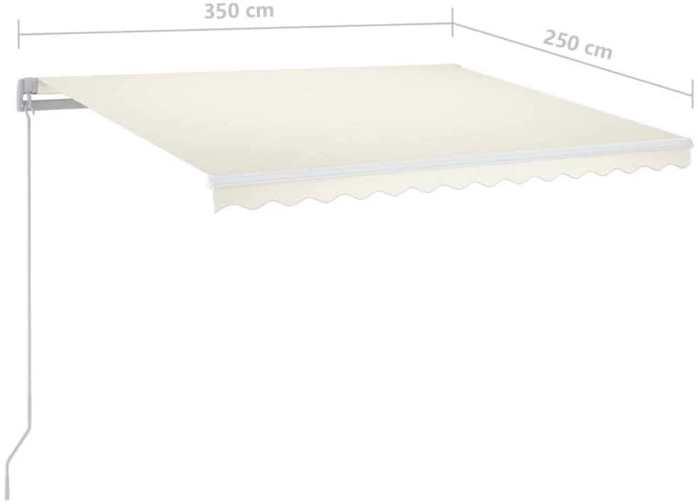 Rankiniu būdu ištraukiama markizė su LED, kreminė, 350x250cm