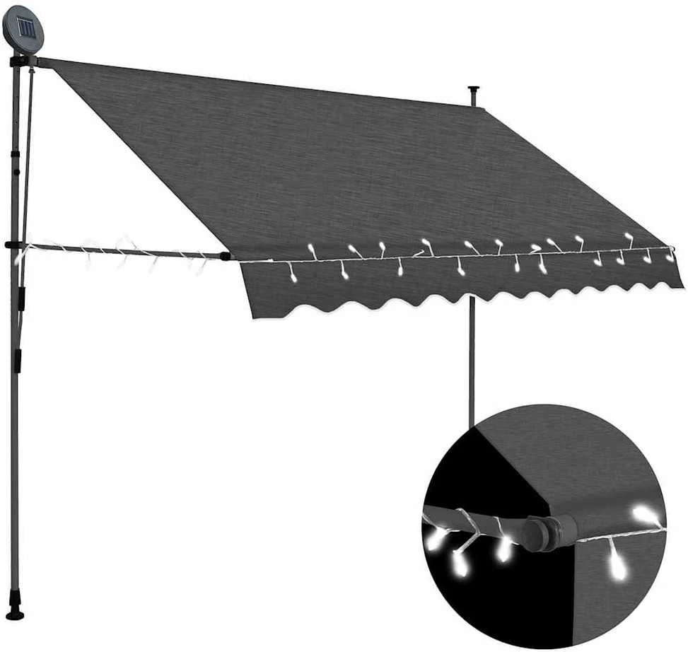 Rankiniu būdu ištraukiama markizė su LED, antracito, 250cm