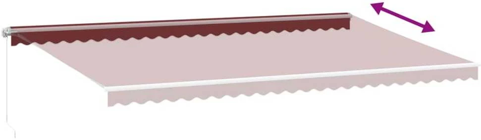 Rankiniu būdu ištraukiama markizė su LED, bordo, 600x350cm
