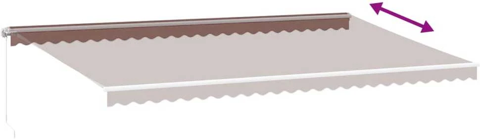 Rankiniu būdu ištraukiama markizė su LED, ruda, 600x350cm