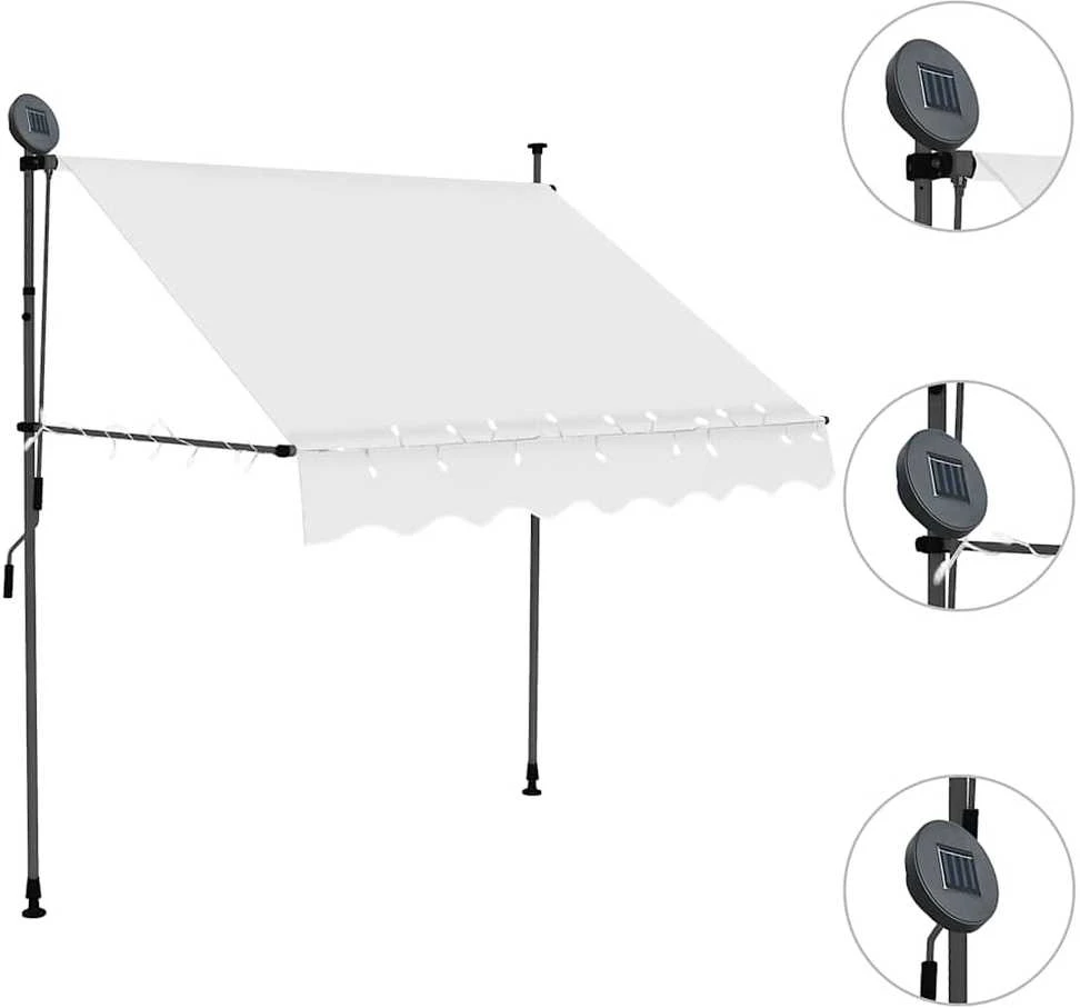 Rankiniu būdu ištraukiama markizė su LED, kreminė, 100cm