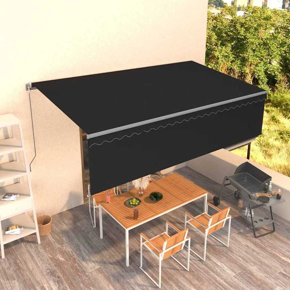 Rankiniu būdu ištraukiama markizė su uždanga, antracito, 5x3m