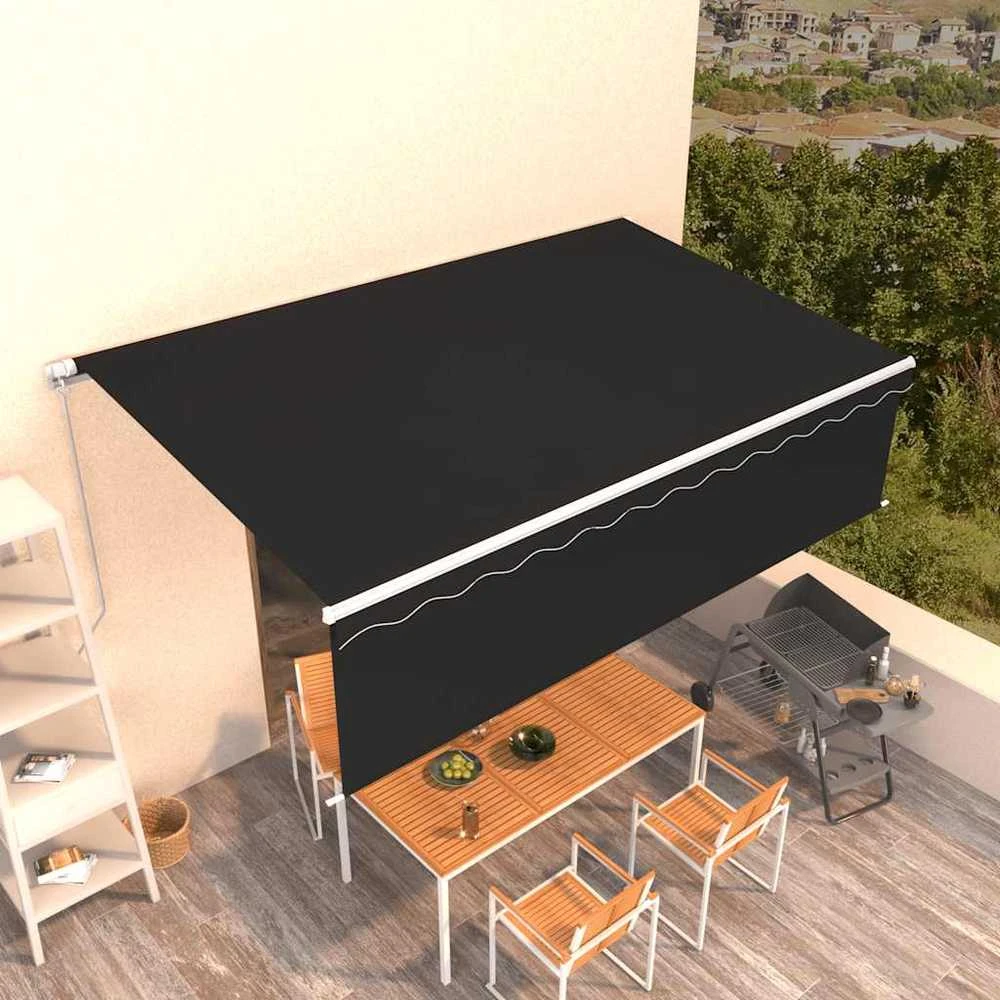 Rankiniu būdu ištraukiama markizė su uždanga, antracito, 5x3m
