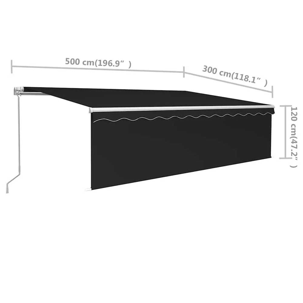 Rankiniu būdu ištraukiama markizė su uždanga, antracito, 5x3m