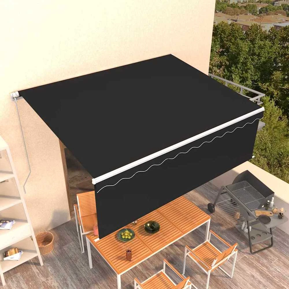 Rankiniu būdu ištraukiama markizė su uždanga, antracito, 4,5x3m