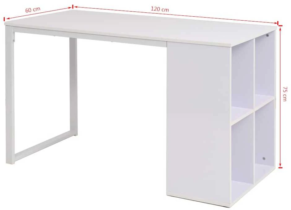 Rašomasis stalas, 120x60x75cm, baltas