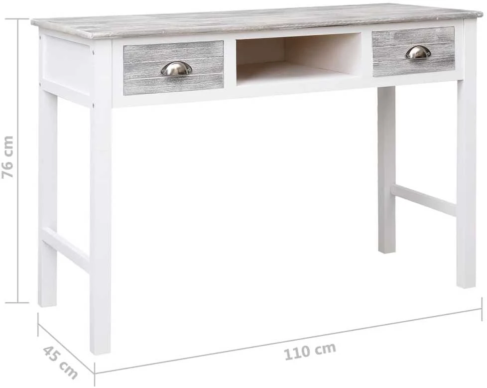 Rašomasis stalas, pilkos spalvos, 110x45x76 cm, mediena