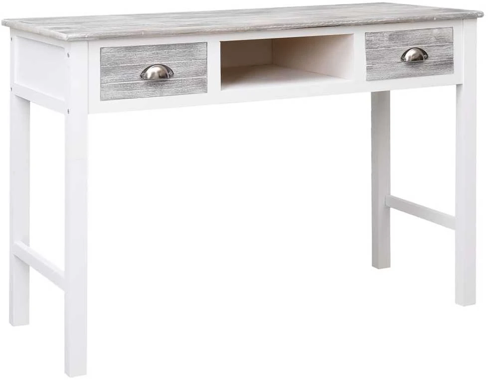Rašomasis stalas, pilkos spalvos, 110x45x76 cm, mediena