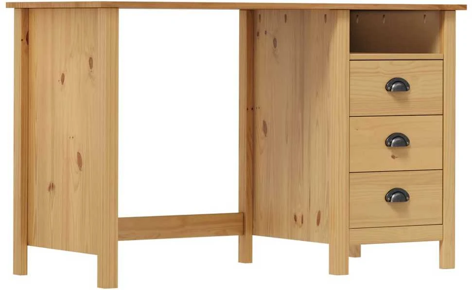 Rašomasis stalas su 3 stalčiais Hill, 120x50x74cm, pušis
