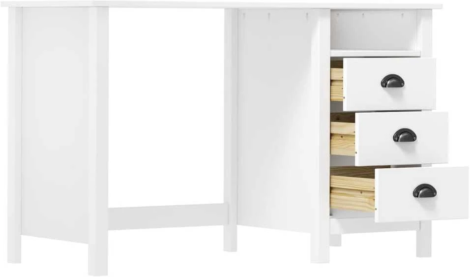 Rašomasis stalas su 3 stalčiais Hill, 120x50x74cm, pušis