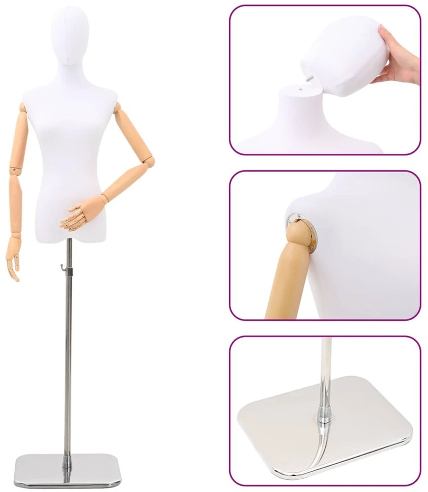 Reguliuojamas manekenas 165-213 cm su baze Moteris PP Balta