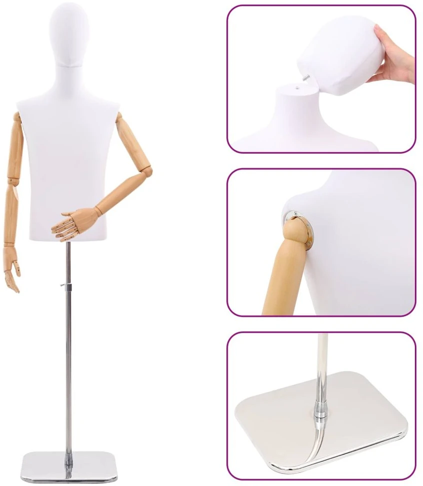 Reguliuojamas manekenas 170-218 cm su baze Vyras PP Balta