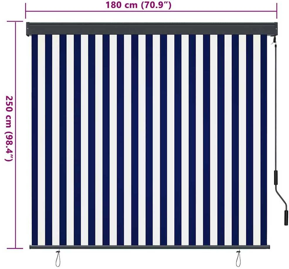 Roletas Mėlyna ir balta 180 x 250 cm Audinys ir aliuminis